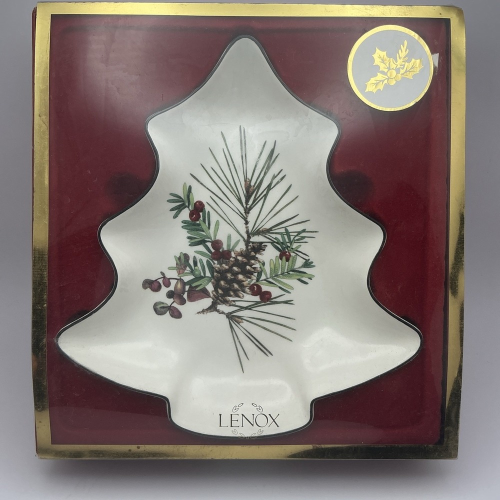 Vintage Lenox‎ Etchings Christmas Tree Candy Dish - NIB